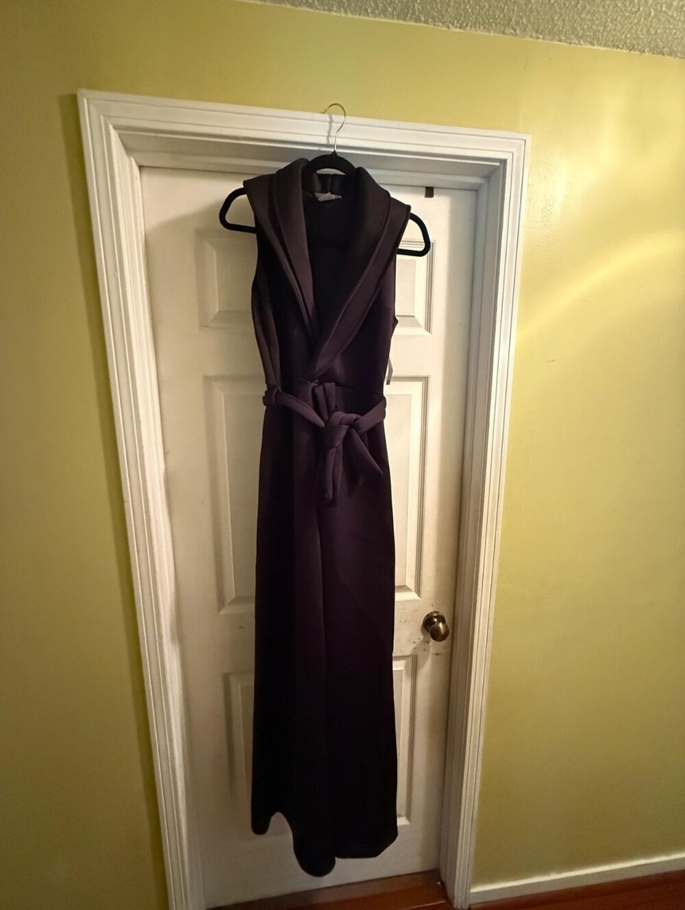 Jasmine Sportswear Sleeveless Scuba Jumpsuit with Shawl Collar in Black